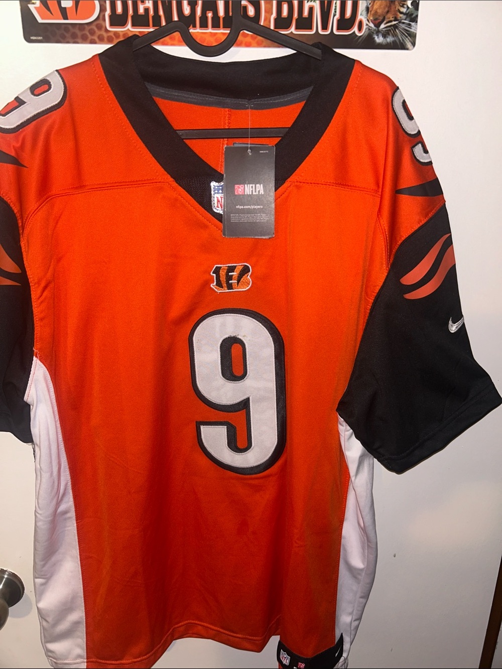 Nike Orange and Black #9 Cincinnati Bengals Jersey Burrow